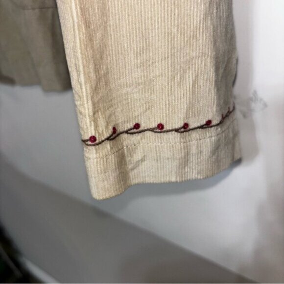 Appleseeds Beige Embroidered Women's Jacket Large Corduroy Button Up Chore Coat - Picture 6 of 8